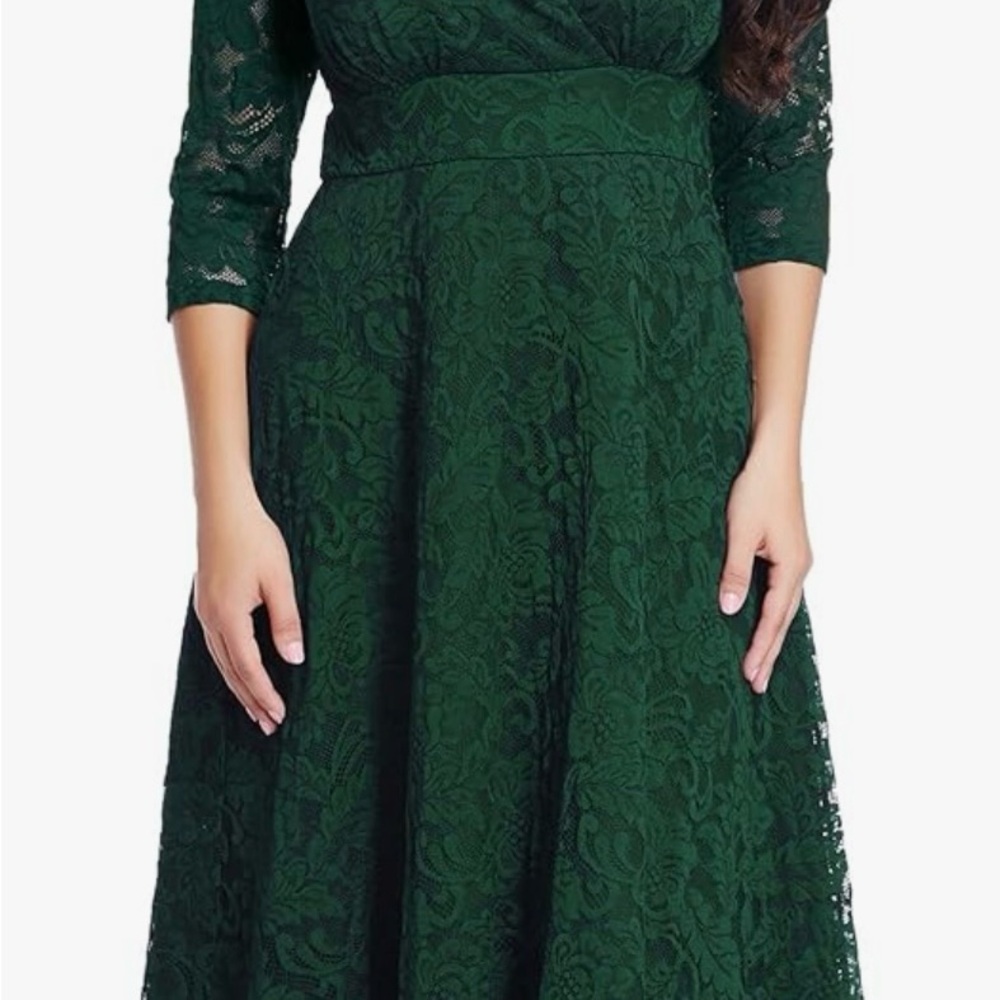 Chic Long Sleeve Green Lace Dress